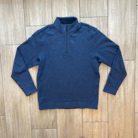 Tommy Bahama Reversible Quarter Zip Pullover Sweatshirt Mens L Blue Cotton Blend - Picture 1 of 11